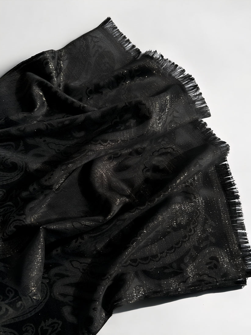 Shimmer silk hijab - Black Sand